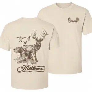 100% US Cotton Classic Fit Outdoor Hunting T-Shirt, Deer Duck Hunting Dog Graphic Tee for Men, Soft Breathable Country Lifestyle American Fit - KitchenEra