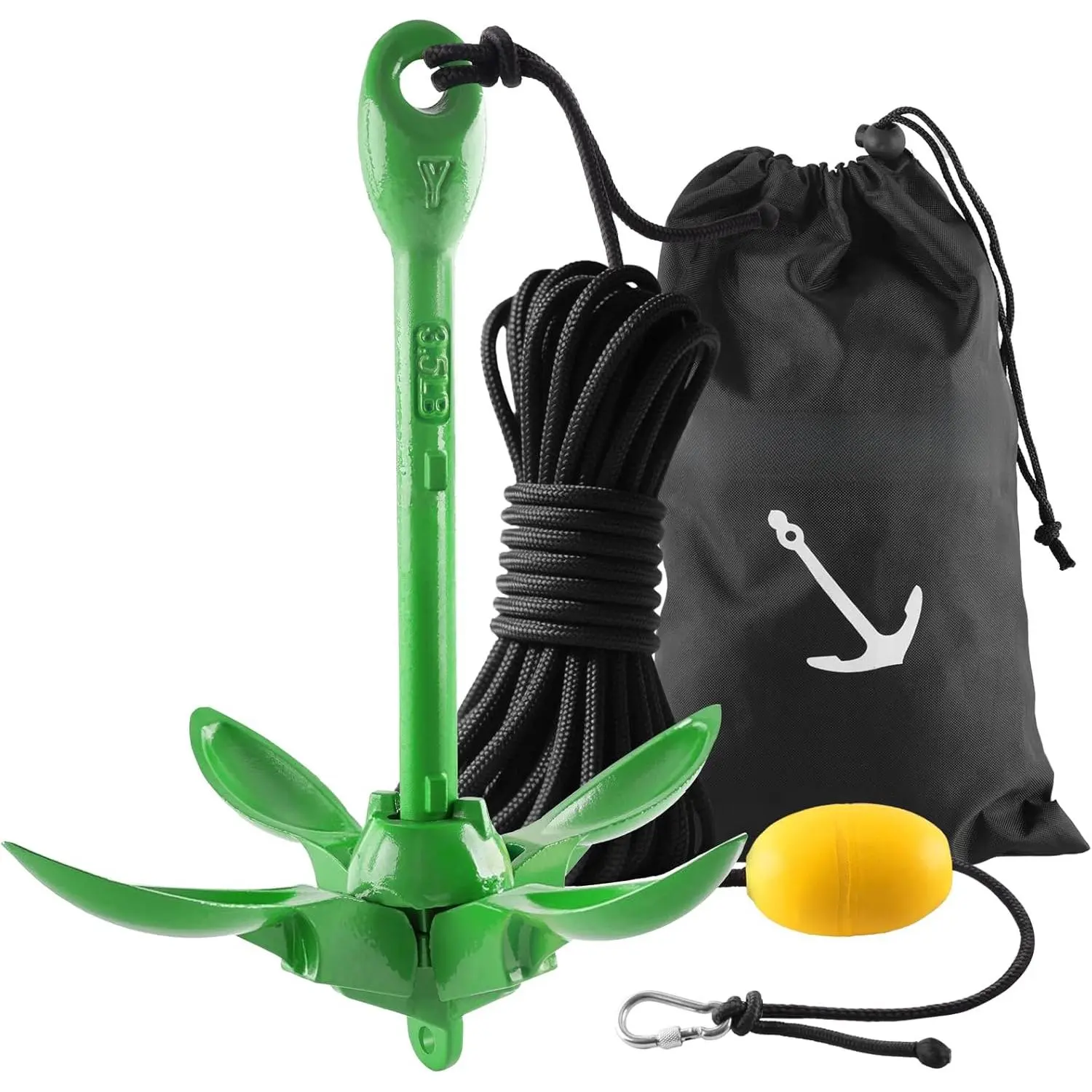 Kayak Anchor, 3.5 Lb Folding Marine Grapnel Anchor Kit with 40ft Rope and Buoy for Kayaks Jet Ski SUP Paddle Boards PWC Inflatable Small Boat Canoes Fishing, Kayaking & Boating Accessories