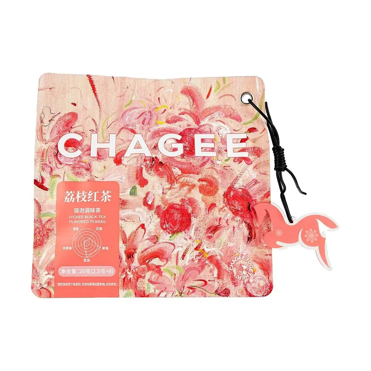 CHAGEE Lychee Black Tea Bags - 8 bgs / Packs, 20g | Fruity & Refreshing Brew