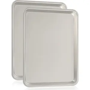 Commercial Quality Baking Sheet Pan Set,   Cookie Sheet,  Encapsulated Galvanized Steel Rim Warp Resistant Baker's Quarter Sheet Pan, Cookie Tray Pans for Baking, Roasting