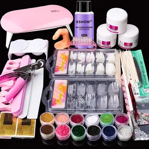 DIY Nail Art Kit, Professional Acrylic Nail Kit with 12 Colors Glitter Acrylic Powder & EMA Liquid & Dry Lamp & Hand Rest & Accessories, Nail Art Kit for Women & Girls, Makeup Products, Christmas Gift