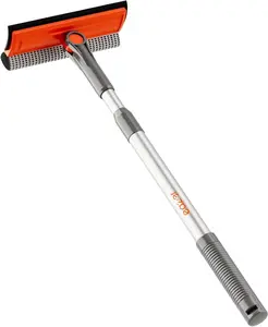 Professional Window Squeegee, 2-in-1 Rotatable Squeegee for Window Cleaning Kit, Window Cleaner Tool, Window Washing Equipment Kit with Extension Pole (20''-30'') for Shower/Windshield