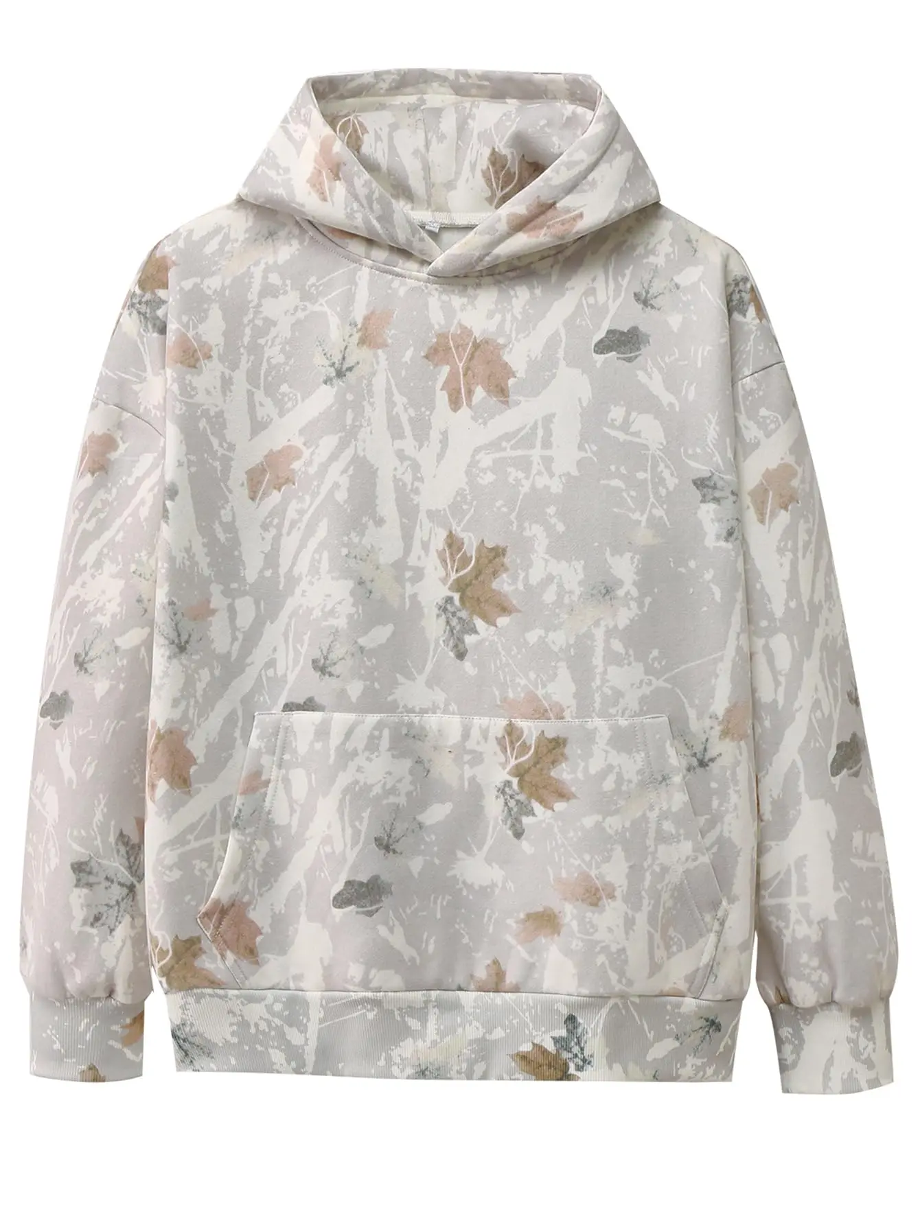 Womens Camo Maple Leaf Hoodie Oversized Casual Fabric