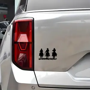 1PC Street Western Vintage Cowboy Sticker, Car Decorative Sticker, For Motorcycle, Carry Bags, Stationery Personalized Three Cowboys on Horses Silhouette Decor In Daily Use A Must-Have For Western Culture & Vintage Silhouette Style Fans