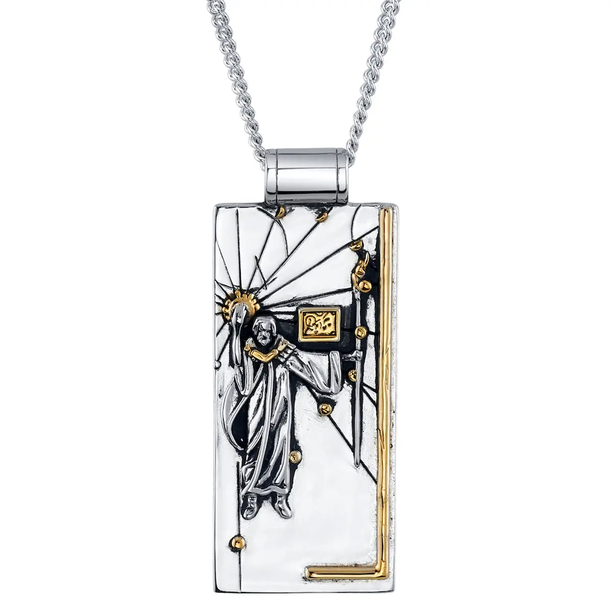 Magic: The Gathering x RockLove Urza's Saga Silver Jewellery Pendant with Necklace Chain, Graphic & Medallion Silver Necklaces & Pendants, Pendant Necklace