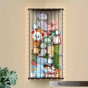 Plush Toy Storage Rack, 1 Count Triangular Bright Funky Plush Animal Storage Rack, Adjustable Length Hanging Storage Rack, Suitable for Storing Various Plush Toys, Organiser, Hangable