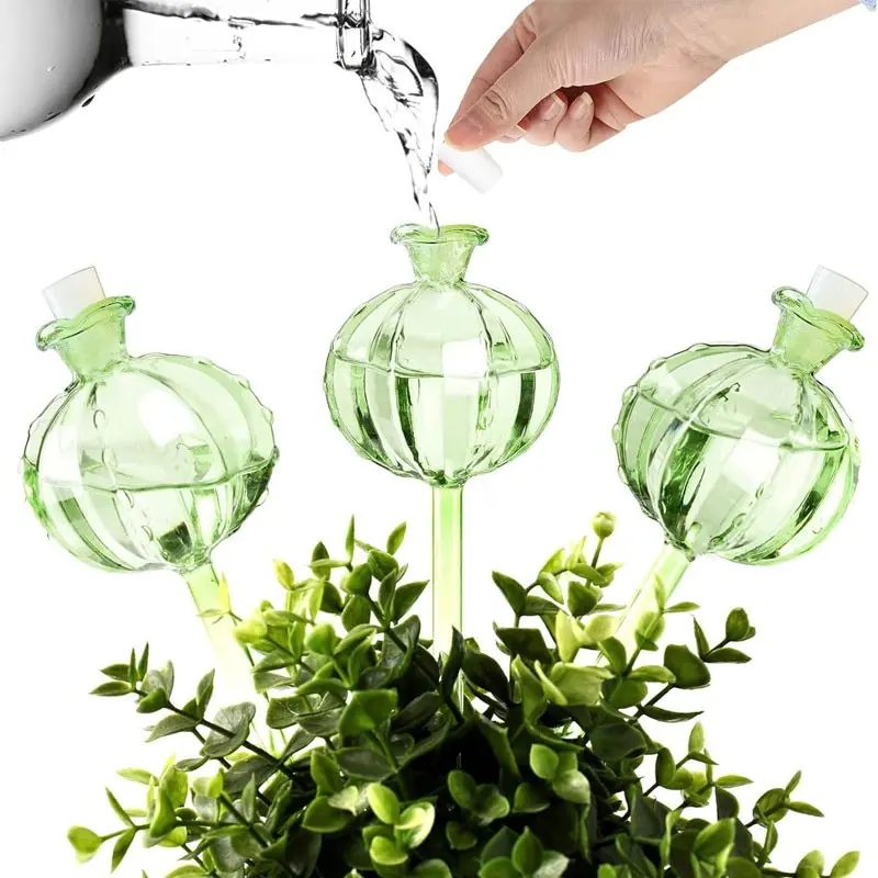 Self-Watering Plant Waterer Plug-In, Cactus Plant Water Balls Pack of Three, Perfect Gift for Plant Lovers, Easy Care Plant Accessories, Automatic Plants Watering, Automatic Garden Watering