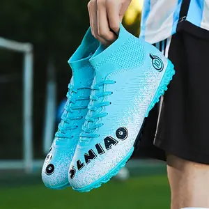 Men's All-Season High-Top Football Boots - Breathable PU Upper, Non-Slip Rubber Sole with EVA Insole & Nylon Lining, All-Day Traction for Sports Training & Outdoor Activities - Black & Beige Print Design, Football Shoes, Sporty Hightops