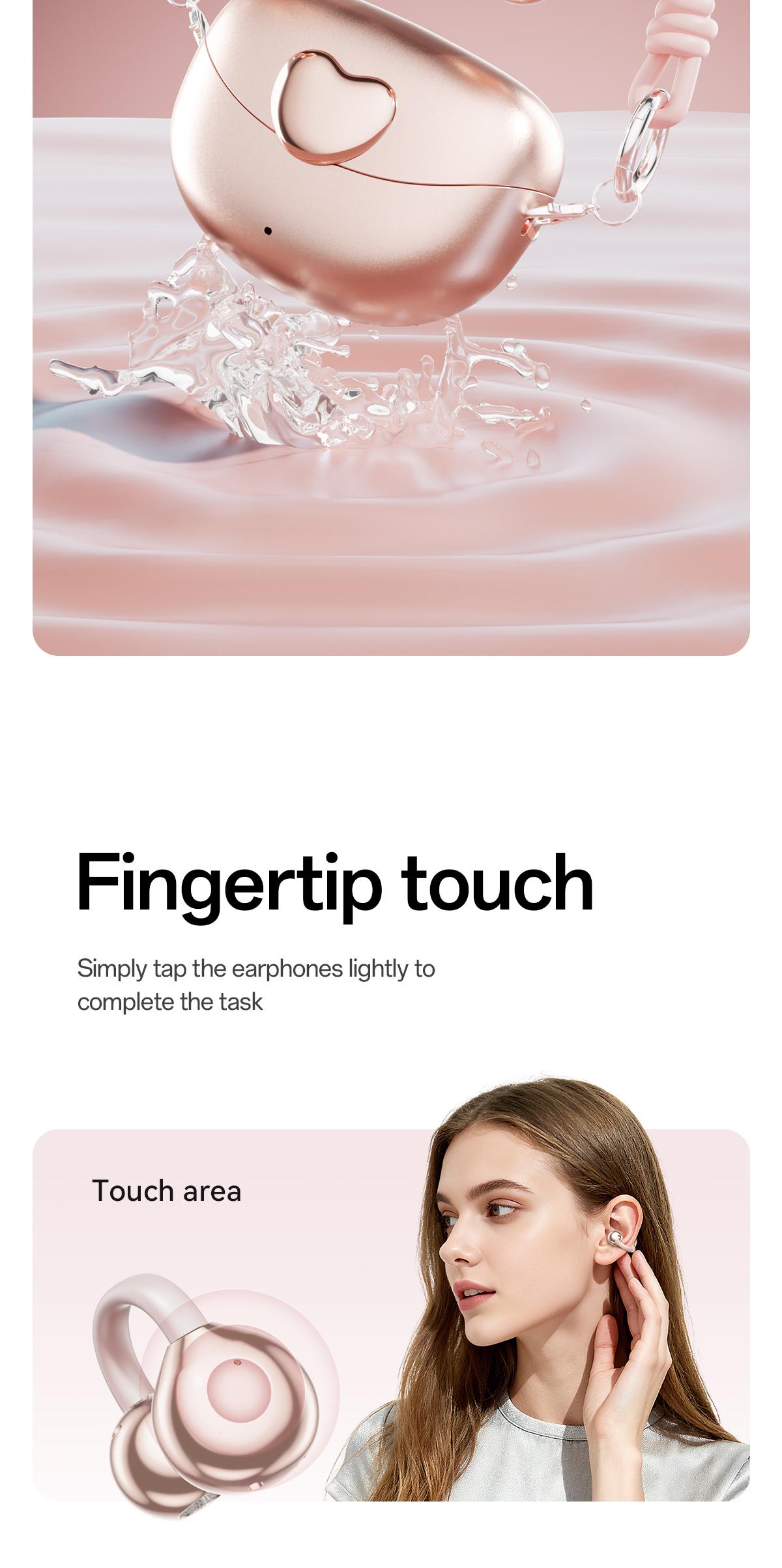 Chengruida M106 Cute Heart Shaped Bag Open Ear Clip-On Headphones, Panoramic Surround Sound Bluetooth Earbuds for All-Day Wear