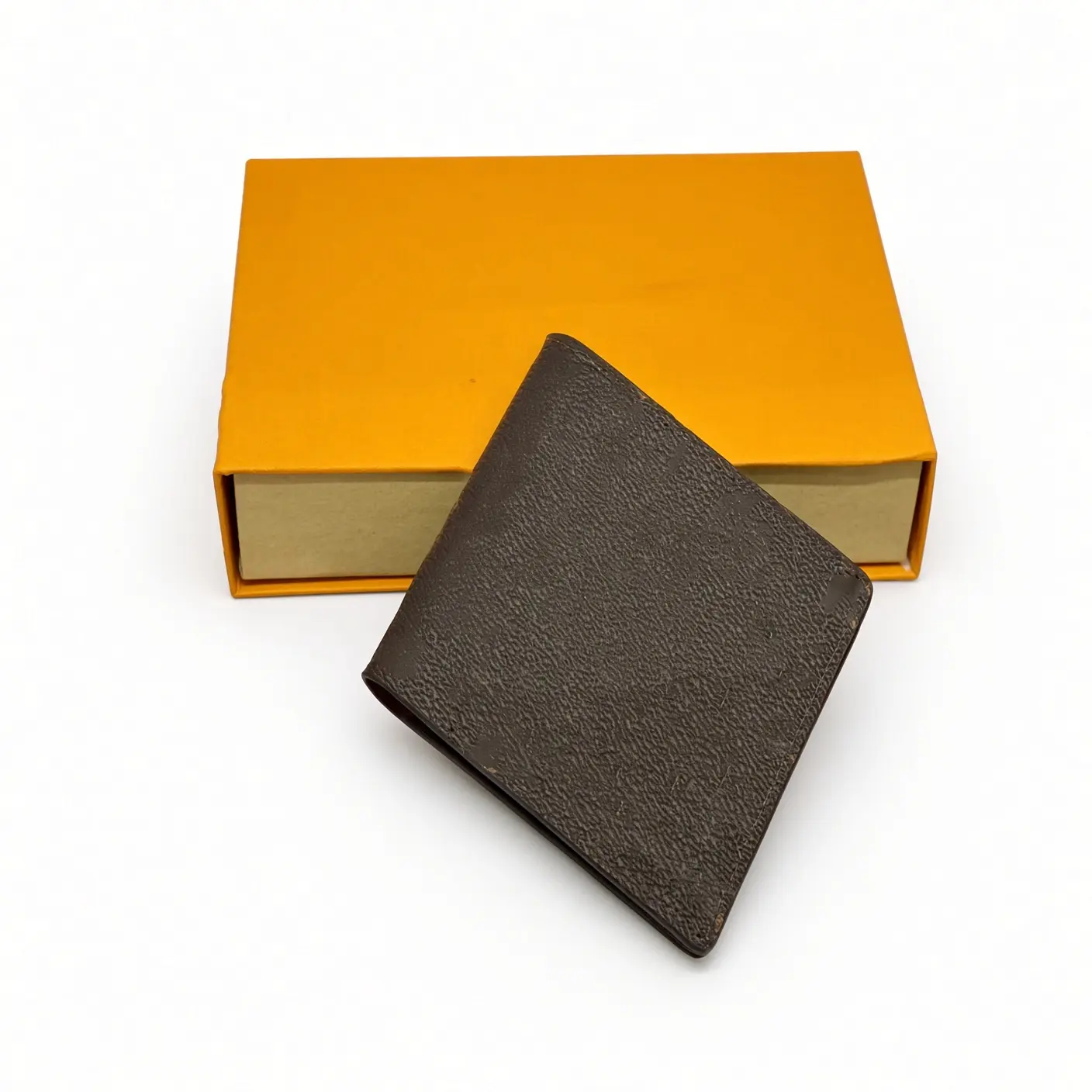 Men's Bifold Wallet - Slim Checkered & Pebbled Leather Card Holder, 6 Colors, 4.3x3.7 in