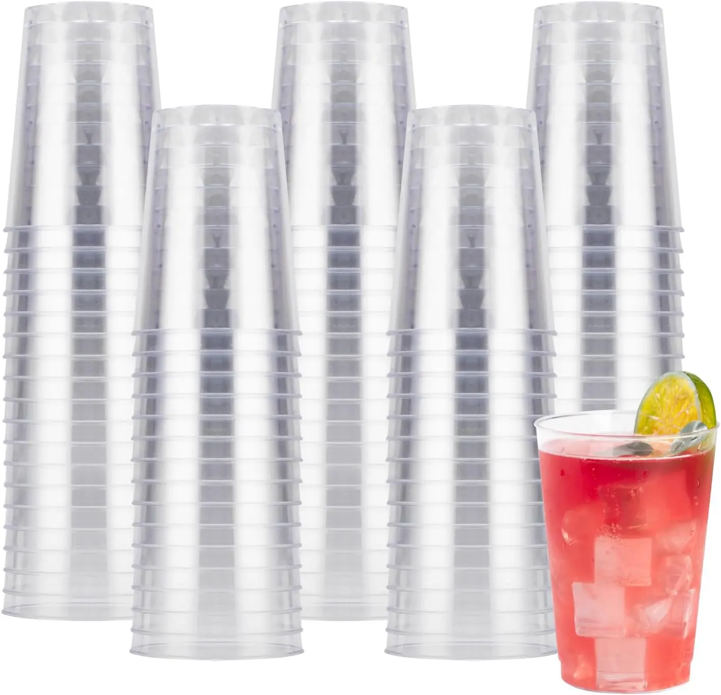100 Count Disposable 10oz Clear Plastic Cups for Party,Cocktail Glasses for  Wedding Thanksgiving, Christmas, and Parties - TikTok Shop