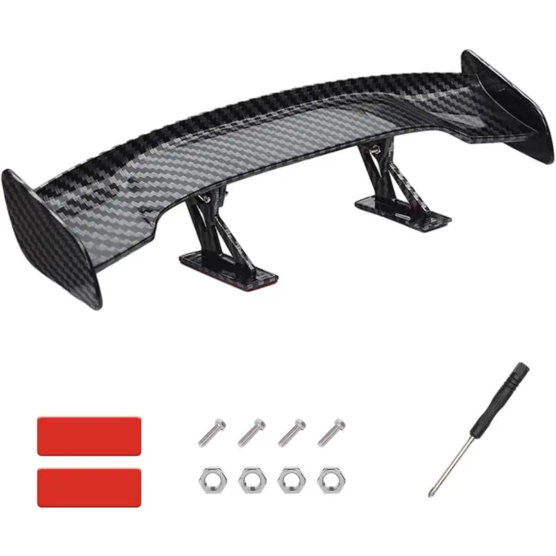 Carbon Fiber Car Mini Spoiler Wing 9.8 Inch Universal Auto Rear Tail Wing Without Perforation for Men Women Vehicle Exterior Decor Accessories