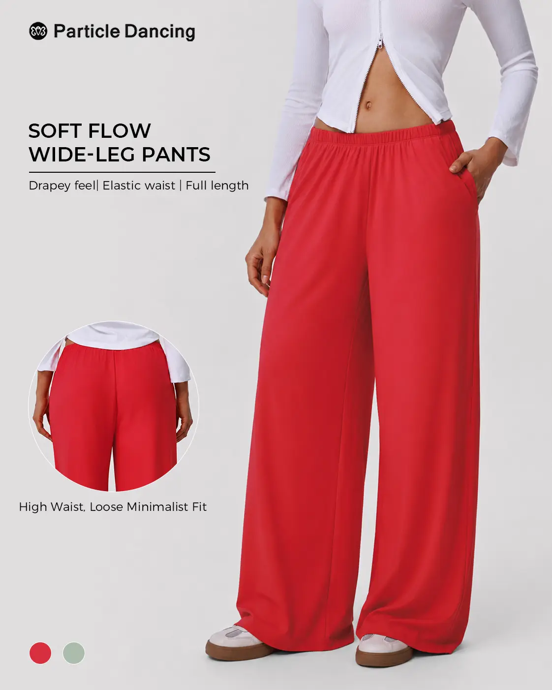 Women's Wide Leg Lounge Pants, Soft Draped Fabric with Comfortable Elastic Waist, Full-Length Relaxed Fit for Travel & Athleisure, Smooth, Bottom, Loose