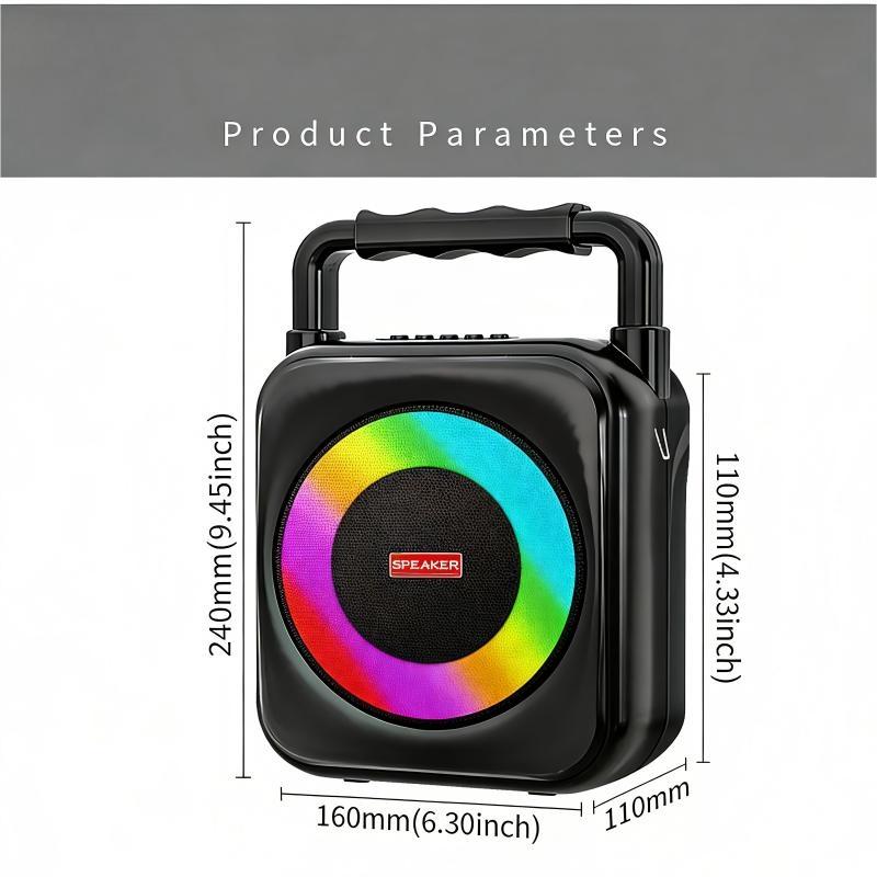 Portable Bluetooth Speaker with Handheld, Built-in LED RGB lights, Supporting USB/TF Card/AUX/BT 5.1 Playback Functions, Boombox for indoor Outdoor Camping Party Music Play
