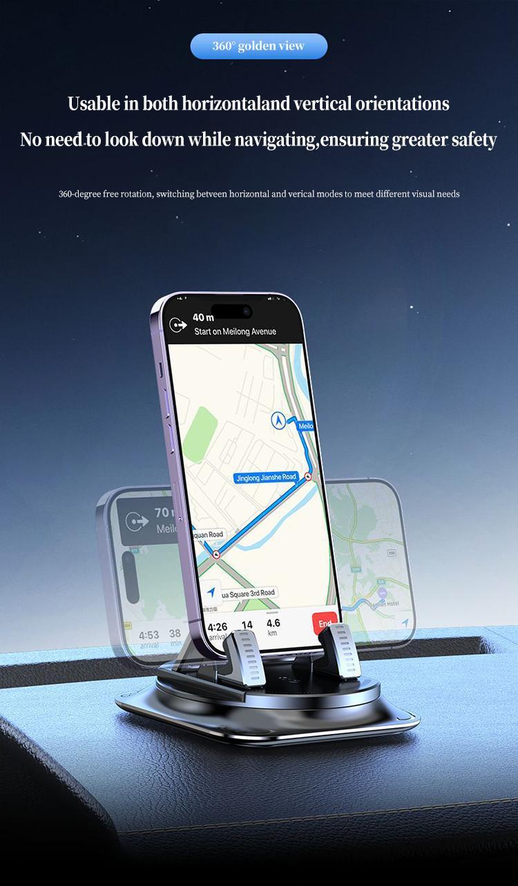 360° Rotation Car Phone Holder, Suction Cup Dashboard Windshield Mount, Horizontal & Vertical Screen Adjustment, Anti-Slip Universal Phone Holder for iPhone Android BackToSchool