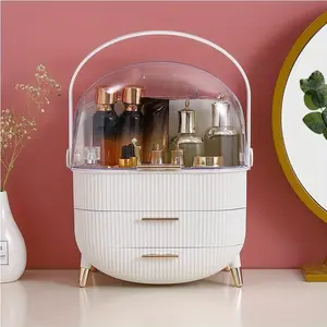 Light Luxury Cosmetic Storage Box, Desktop Skincare Organizer, Household Makeup Storage Cabinet for Vanity