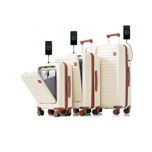 New store discount  Yoglad 24 28inch USB Port Inch Expandable Travel Bag Set 20 24inch Front Opening Design Airline Certified Carry On Cup Holder Durable ABS Hard Shell Lage With Spinner Wheels