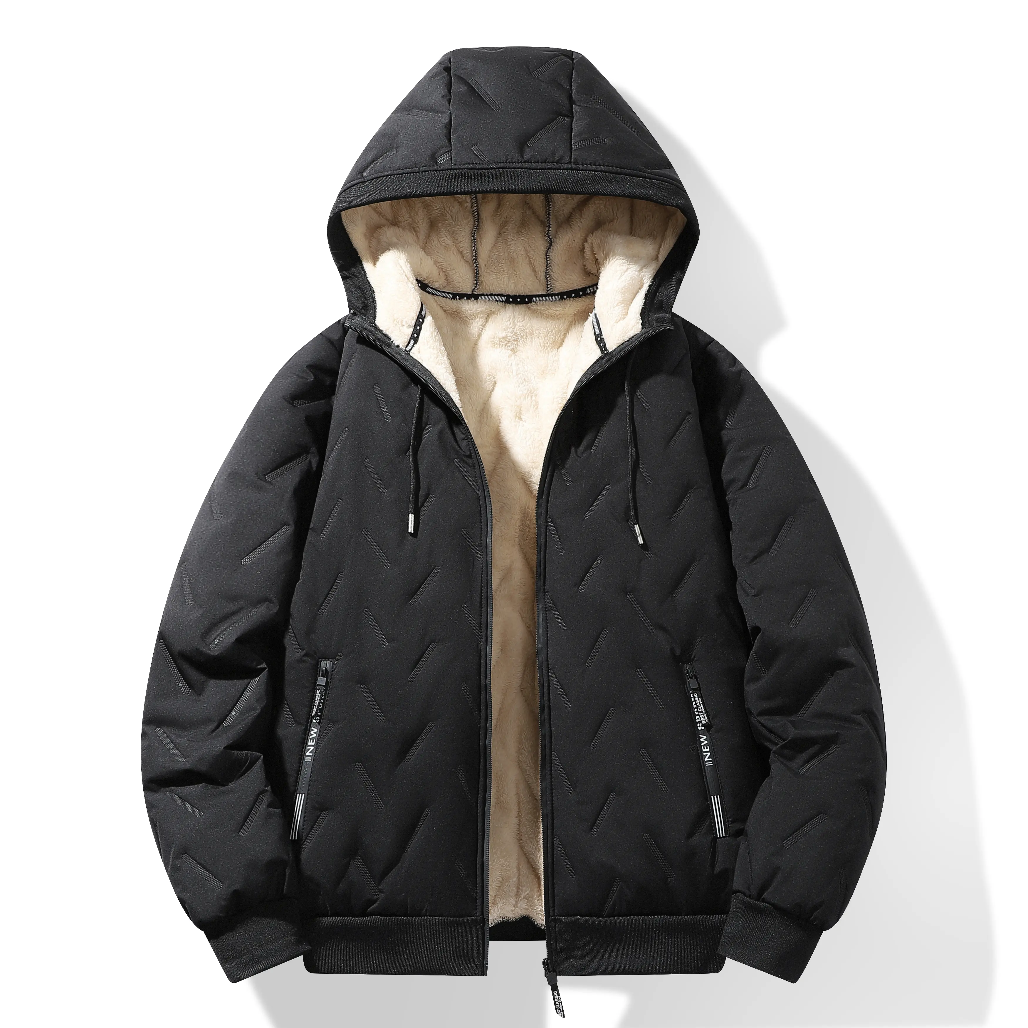 2026 New Arrival Men Ultrasonic Quilted Hooded Fleece Lined Cotton Coat, Plus Size Thickened Warm Cold‑Resistant Winter Hooded Jacket, Autumn Winter Outdoor Thermal Outerwear plain style casual