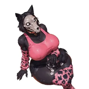 Dark Anime Cat Girl Vinyl Sticker, Gothic Feline Monster Girl Character with Pink Outfit and Creepy Cute Style, Unique Fantasy Anime Decal for Laptop, Water Bottle, Car Window