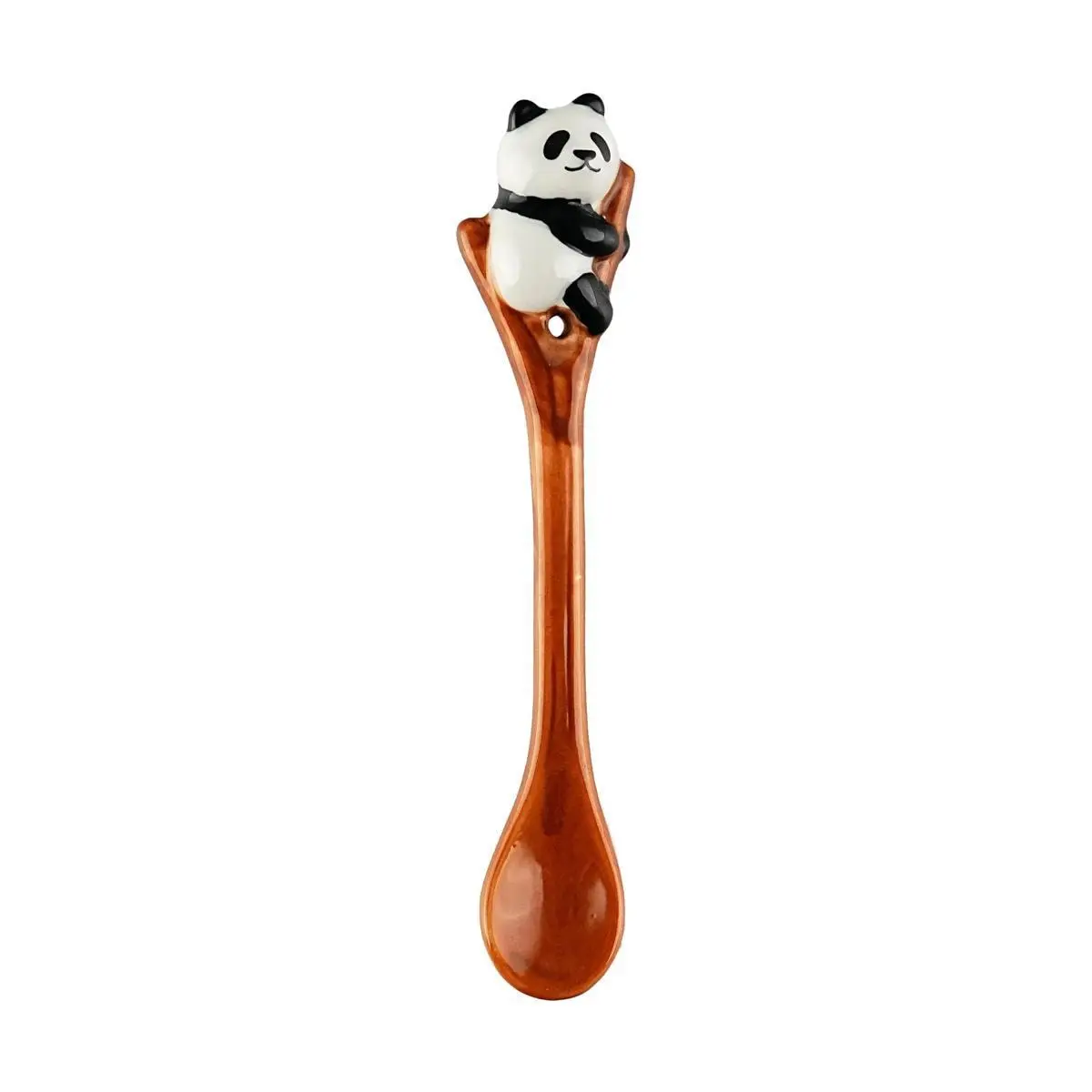DECOLE Japanese Panda Spoon Ceramic Tableware Climbing Design 27x18x132mm DECOLE Japanese Panda Spoon Ceramic Tableware Climbing Design 27x18x132mm