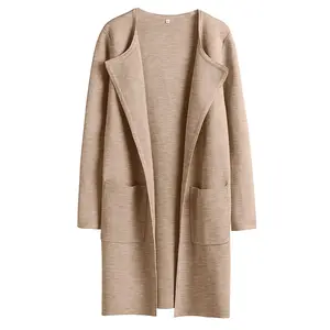 ANRABESS Women's Open Front Knit Cardigan Long Sleeve Lapel Casual Solid Sweater Jacket