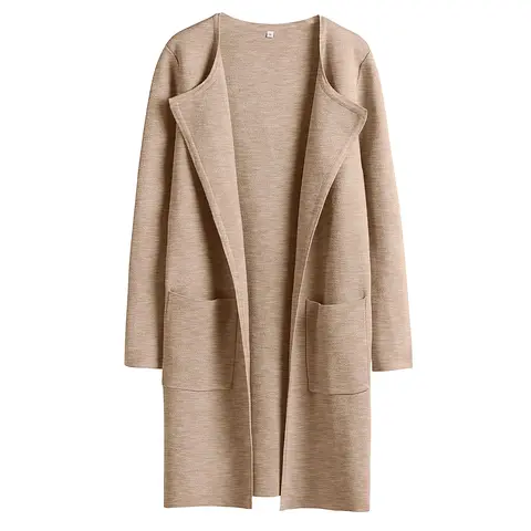 ANRABESS Women's Open Front Knit Cardigan Long Sleeve Lapel Casual Solid Sweater Jacket Cute   Knitwear