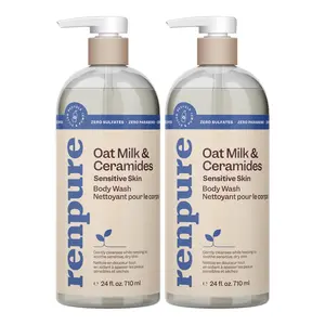 Renpure Oat Milk & Ceramides Body Wash - For Gentle Cleansing & Hydration - For Sensitive Skin - Oat Milk & Ceramides - 24 Fl Oz each, 2 Pack