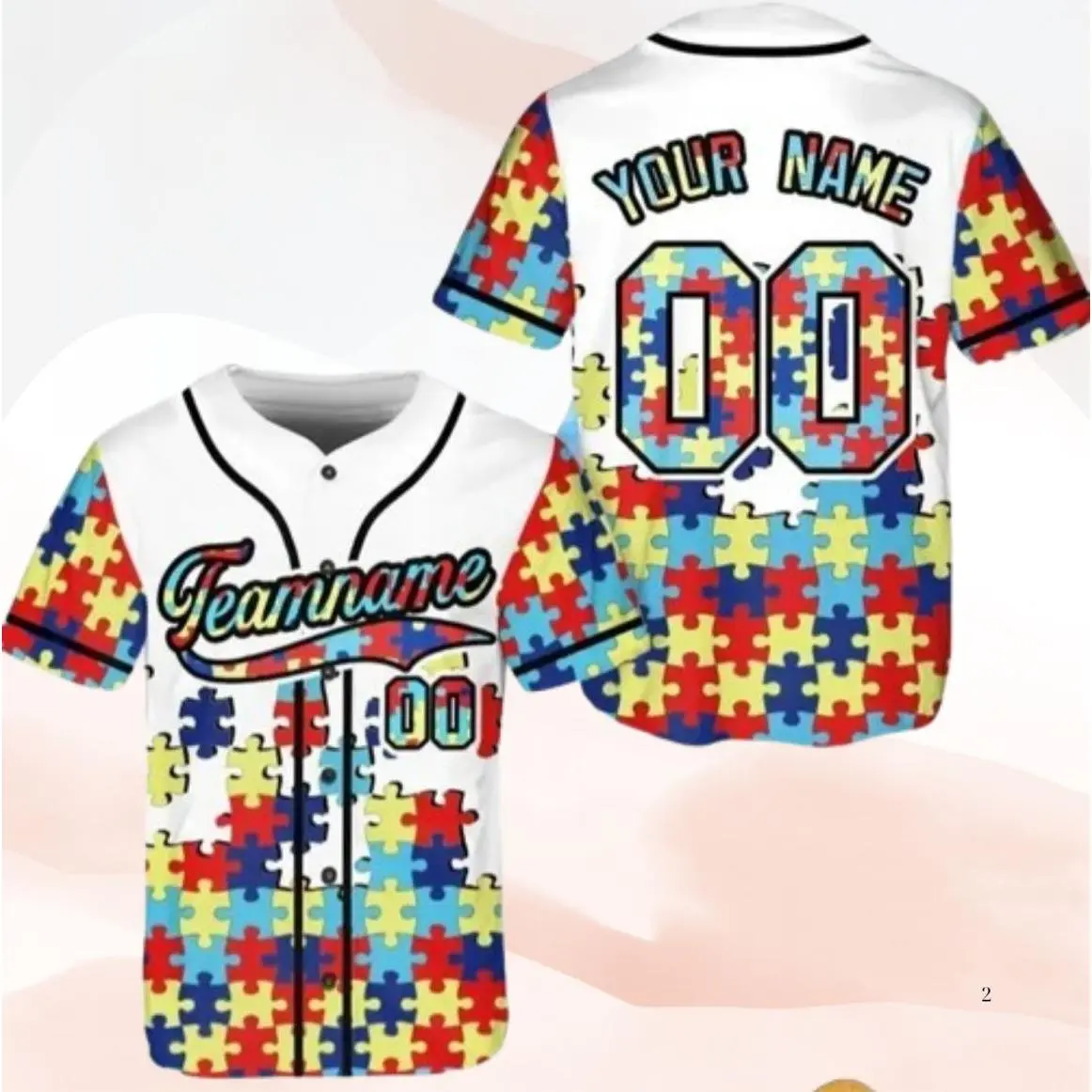 Personalized Autism Awareness Baseball Jersey, Custom Name and number Puzzle Autism Baseball Jersey, Autism Support Baseball
