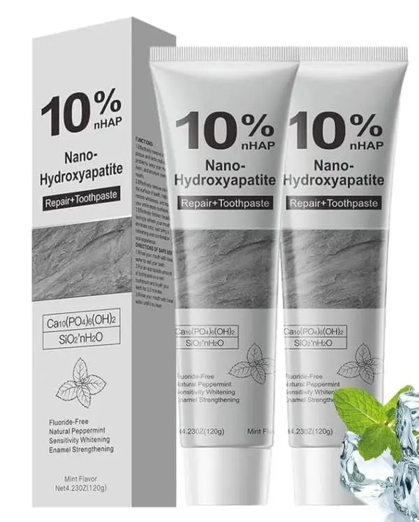 2Pcs 10% Hydroxyapatite Toothpaste,Nano-Hydroxyapatite Toothpaste for Advanced Enamel Protection,Fluoride Free Toothpaste Whitening Teeth,Fresh Breath, Daily Use for Oral Health 4.23 oz