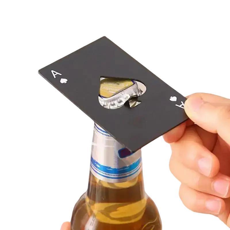 Stainless Steel Poker Shaped Bottle Opener Ace Of Spades Non-slip Manual Beer Opener Compact Design for Wine & Beer Easy Openers Summer Gift