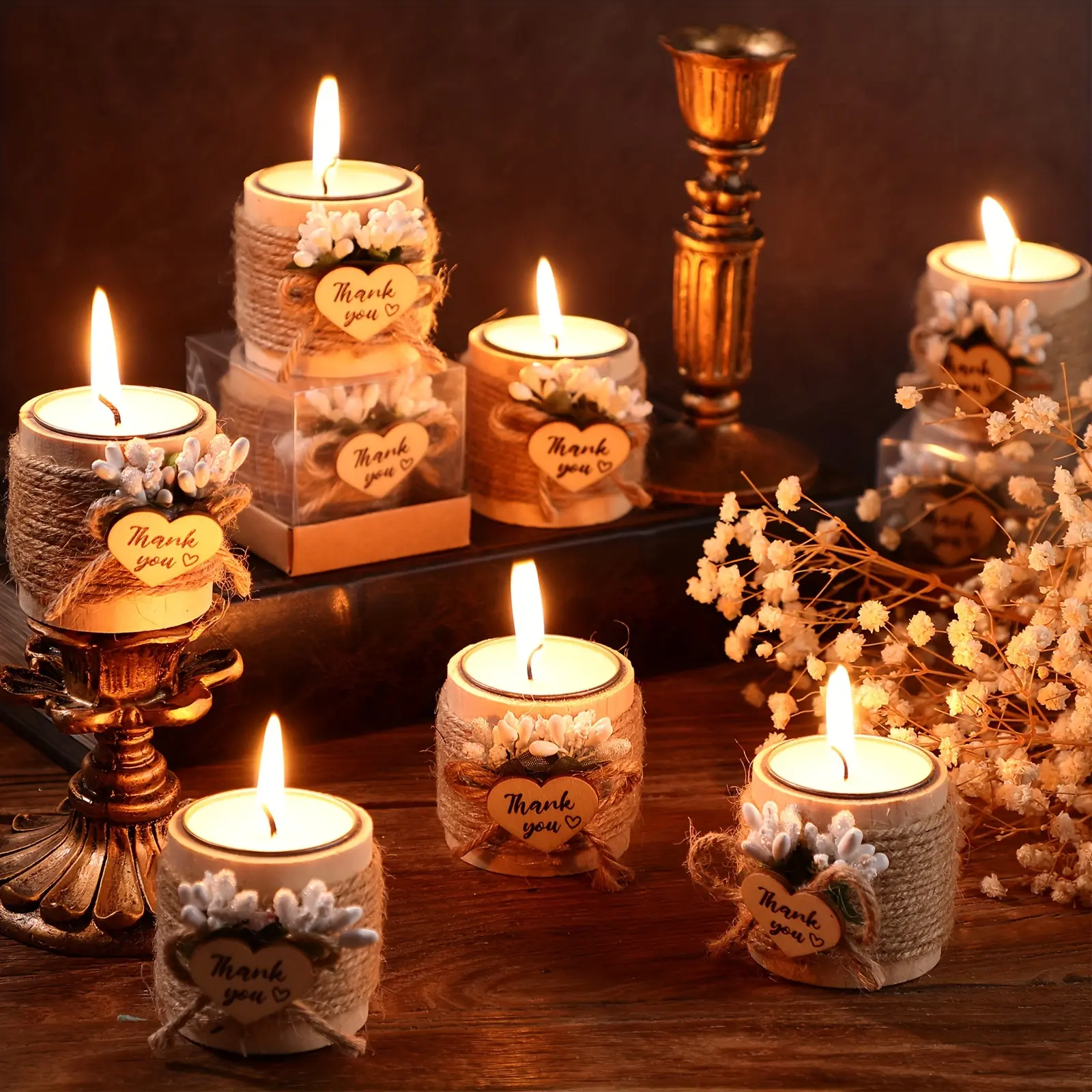 Wood Candle Holders Memorial Tealight Holder Wedding Favors Thank You Guest Gifts For Wedding Cylinder Handmade Candles For Baby Bridal Shower Party Housewarming Table Centerpiece (32)