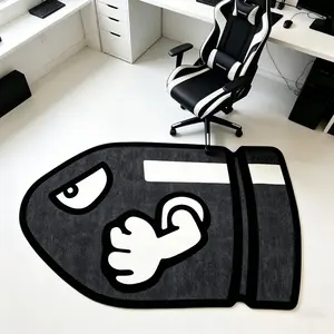 Bullet Head Asymmetric Rug, Street Style Bedroom Bedside Mat, Anti-Slip Durable Gym Rest Area Carpet, Minimalist Boys' Room Decor