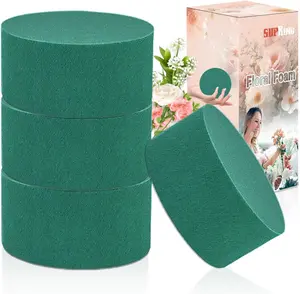 4Pcs Floral Foam Round 3.2" Small Green Wet Dry Flower Foam Blocks Florist Plant Foam for Artificial and Fresh Flower Arrangement