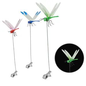 3 Pack Dragonfly Clip,3D Dragonfly Garden Stakes Decor,Fly Deterrent, Dragonfly Humming Bird Stakes,Deer and Horse Fly Deterrent,Garden Bird and Fly Scare Devices for Indoor Outdoor Garden