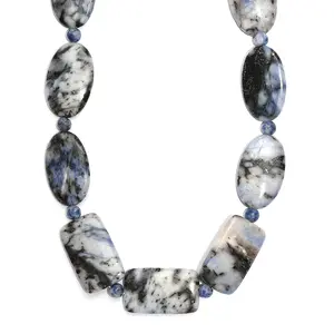 Sodalite 380.00 ctw Beaded Necklace in Platinum Over 20 Inches