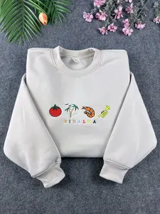 Sinaloa Embroidered Sweatshirt, Mexico Culture Machine Embroidery, Trumpet sweatshirt, Beach art