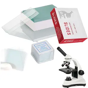 Microscope Slides and Covers - 50 Blank Glass Slides for Microscope with 100 Coverslips - Ground Edge Glass Slides,  for Microscopy Experiments and Analysis - Compatible with  Microscopes