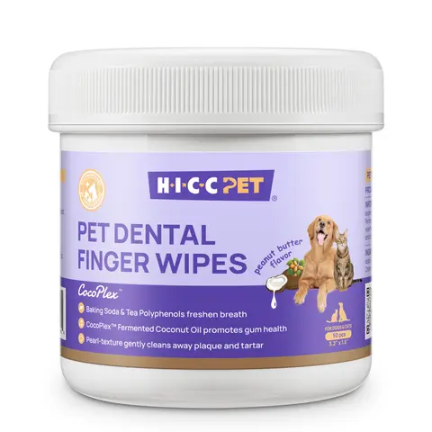 【New Arrivals】 HICC PET Dog Dental Finger Wipes 50 Pack - Remove Plaque & Freshen Breath for Dogs & Cats - Puppy Dental Wipes Finger Style - Gentle Teeth Cleaning for Puppies -Freshen Breath, Prevent Tooth Decay-Pet wipes for Grooming
