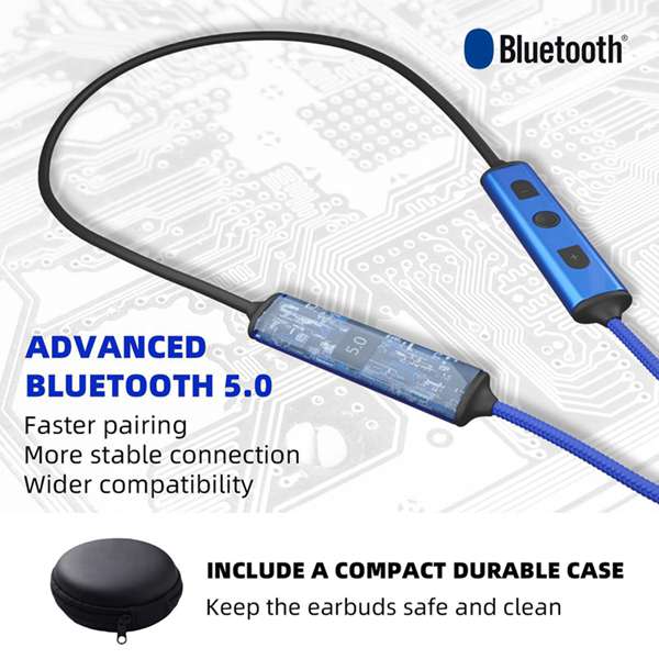 Bluetooth Earphones for Outdoor Climbing and Factory Work Neckband Wireless Earplugs with Microphone and Control Functions Clip Color Random Buckle Style Color Random