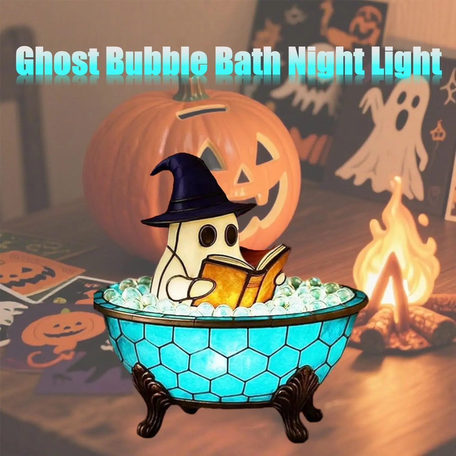 【BackToSchool】Handmade Halloween Ghost Bubble Bath LED Night Light - Bedroom Decorative Multifunctional Ambient Light for Bathtub, Party Festive Decor, Bedroom Night Light, Decorative Light