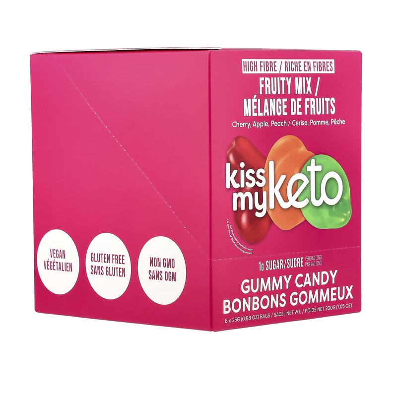 Kiss My Keto Gummy Candy, Fruity Mix, 8 Bags, 0.88 oz (25 g) Each