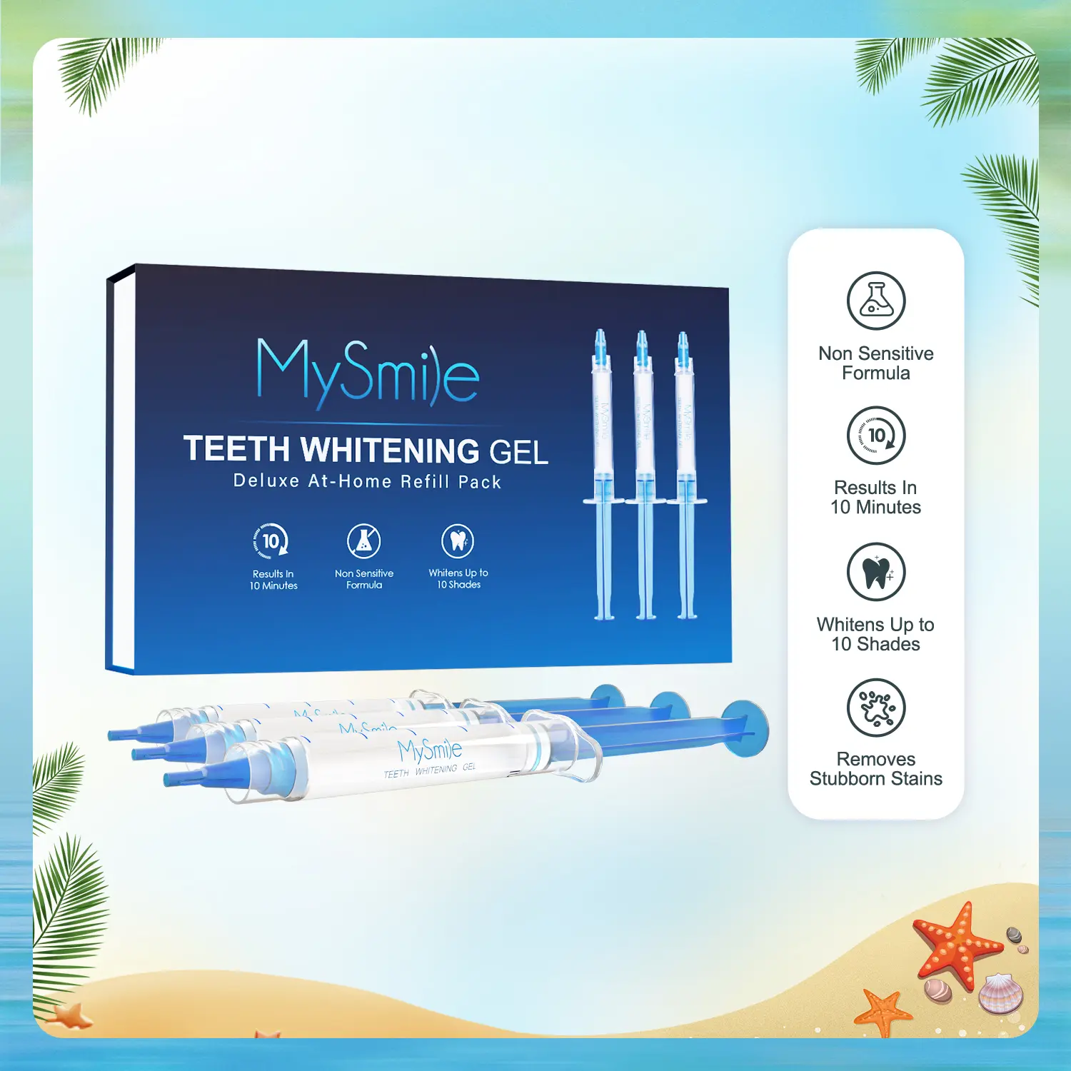 MySmile Dental Teeth Whitening Gel Refills (3-Pack) - 18% Carbamide Peroxide Gentle Brush-Use Oral Care for Adults, Unscented Sensitive Teeth Solution with Moisturizing & Oil Control