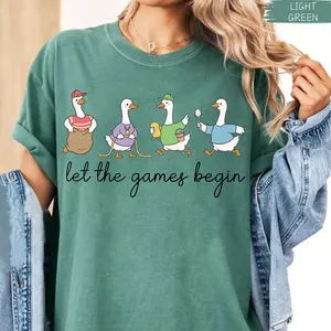 Comfort Colors Let The Games Begin Field Day Silly Goose Teacher Student Shirt, Funny Last Day Of School Field Day Teacher Summer Break Graphic Tee