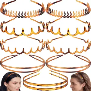 10 count Glossy opard Print Zigzag Headbands for Women, Chic Tortoise Shell  Hair Hoops, Slim Non-Slip Plastic Hairbands with , Trendy Y2K & Retro Fashion Hair Accessories Set