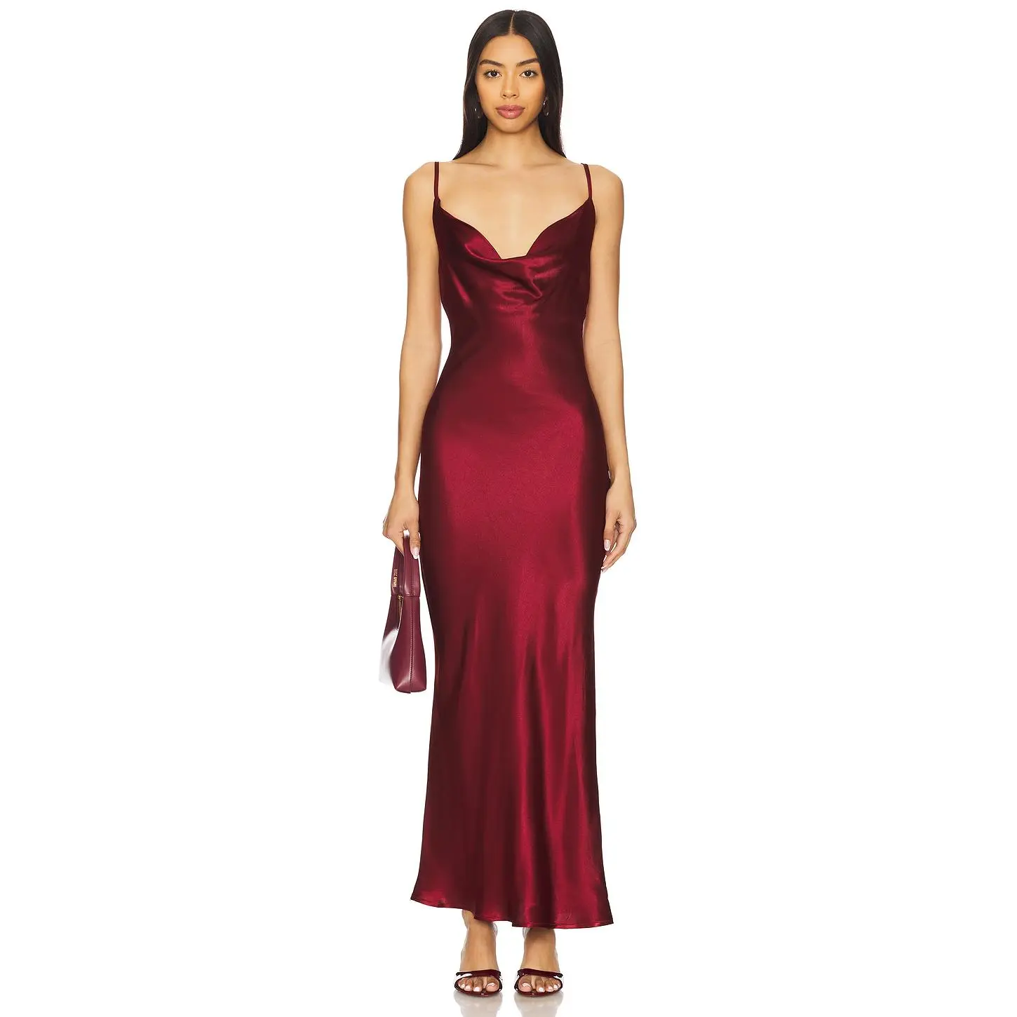 SNDYS x REVOLVE Skin Satin Dress in Burgundy