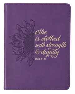 Vegan Leather Small Journal Inspirational Scripture Women's Sunflower Notebook 240 Ruled Pages, Lavender Purple
