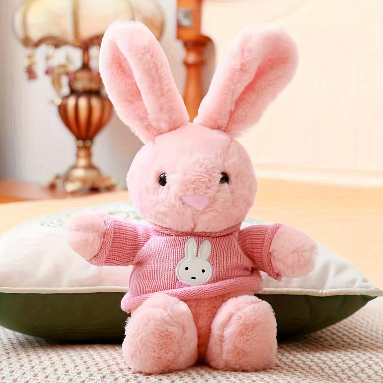 [Adorable Sweater Rabbit Plush] Soft Fluffy 30cm/11.8in Cute Sweater Rabbit Plush Doll | Adorable Stuffed Animal Toy with Light Yellow/Pink/Blue Sweater Design - Soothing Comfort Gift for Birthdays, Friends, Home Decor