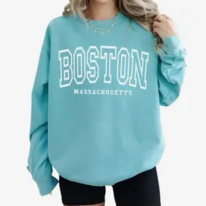 Boston Sweatshirt, Trendy Varsity Sweatshirt, Aesthetic College Crewneck, Oversized Sweater, Boston Massachusetts Shirt YDX