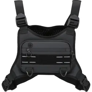 Men's Black Chest Bag Lightweight Running Vest Pack with Phone Holder and Expanded Storage Perfect for Fitness Cycling