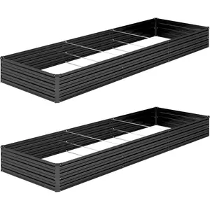 2 count 12x4x1FT Galvanized Raised Garden Bed Kit,Vegetable Boxes-Rectangle Metal Flower Box,Large Planter Raised Beds Outdoor Garden for Planting,Fruit,-Black